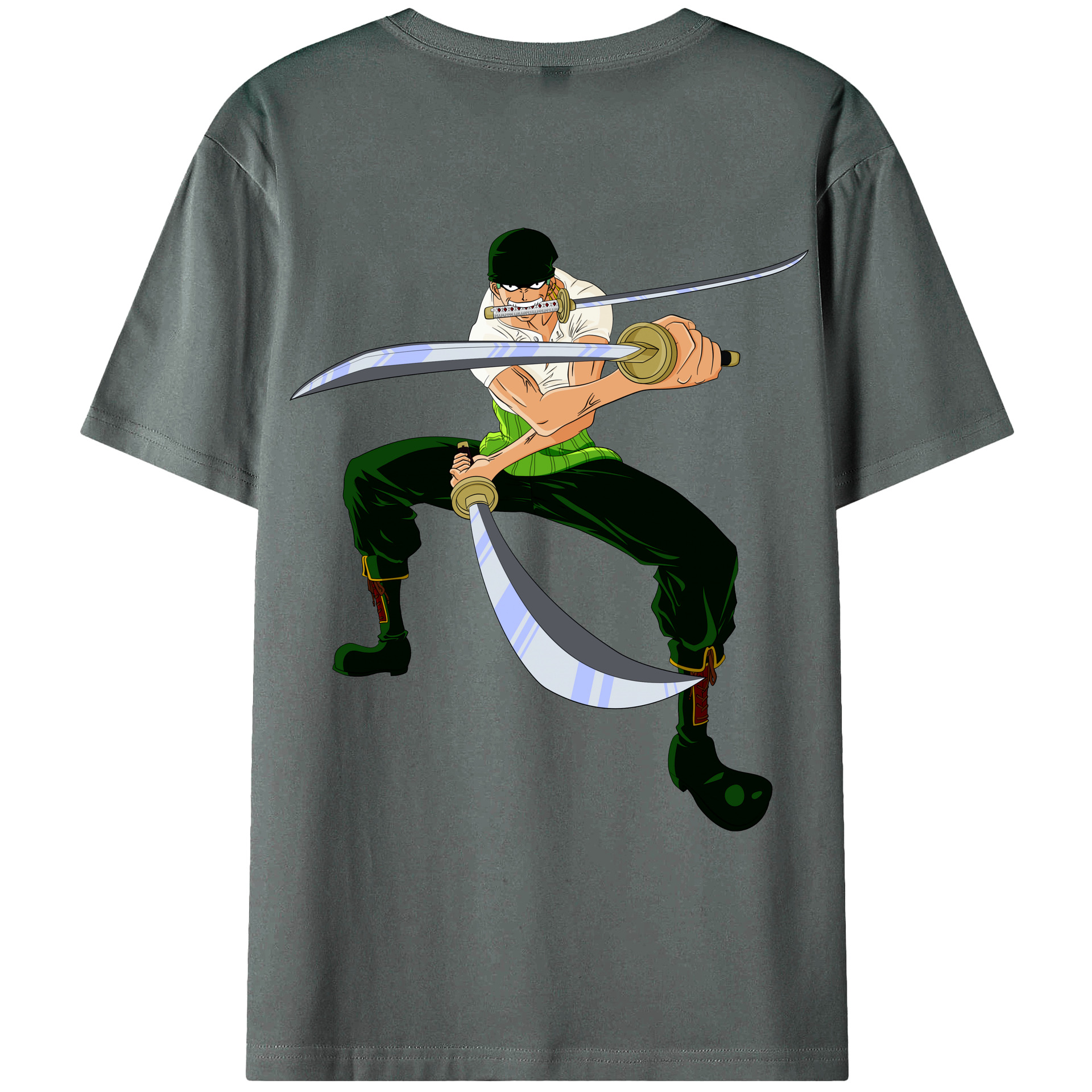 ワンピース ロロノア・ゾロ ONE PIECE Roronoa Zoro 綿100％ メンズ半袖Tシャツ（バックプリント） 通気性